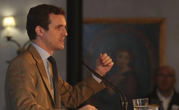 Pablo Casado clausura un acto con afiliados y simpatizantes del Partido Popular de Soria.