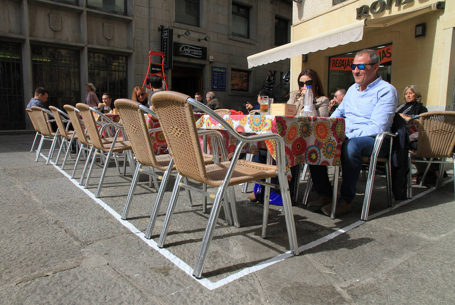 Una de las terrazas con los límites marcados.