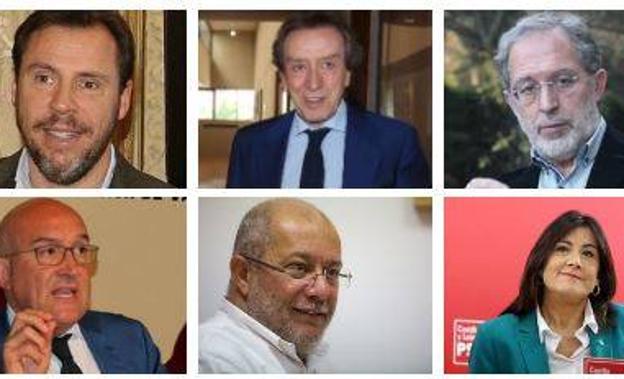 De izquierda a derecha y se arriba abajo, Óscar Puente, José Antonio de Santiago, Manuel Saravia, Julio Jesús Carnero, Francisco Igea y Ana Sánchez. 