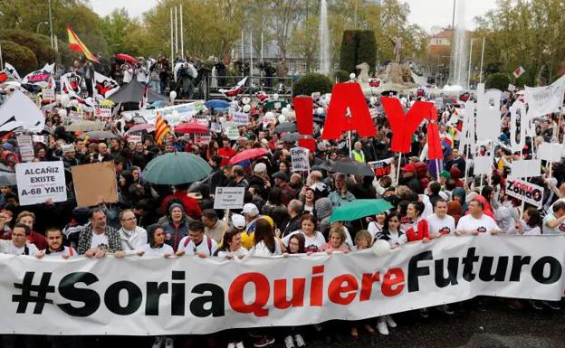 Manifestación en Madrid contra la despoblación rural.