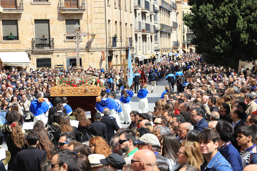 Fotos: Procesión del Encuentro entre la Virgen de la Alegría y Jesús Resucitado en Salamanca