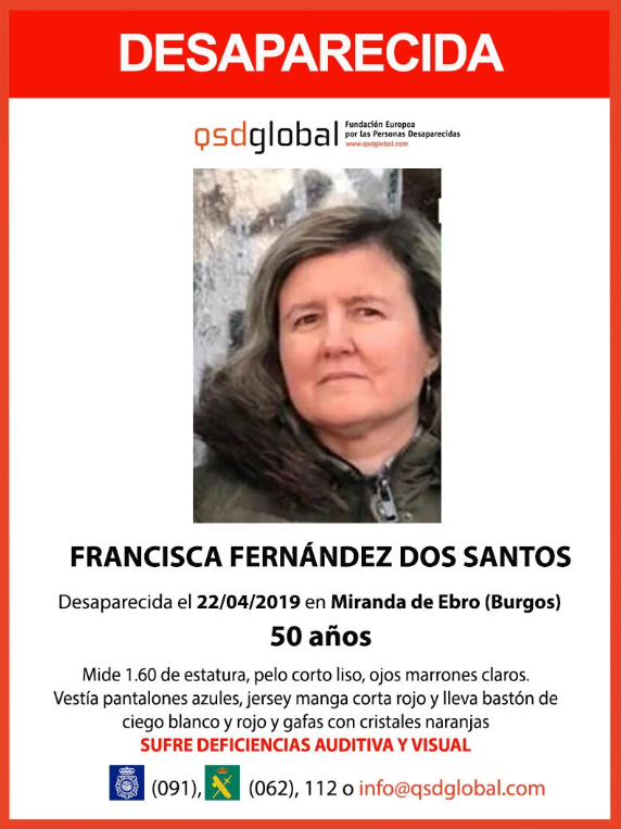 Cartel difundido por la Fundación Europea por las Personas Desaparecidas