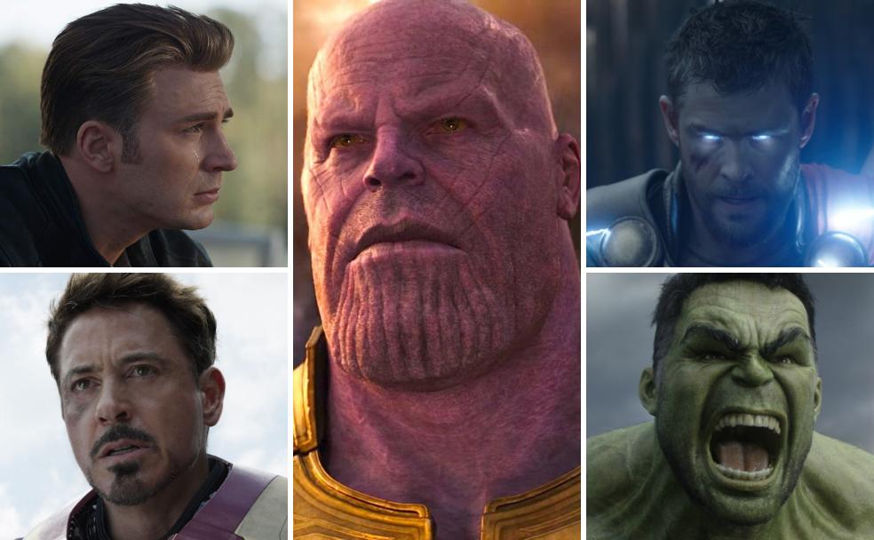 Capitan América, Iron Man, Thanos, Thor y Hulk.