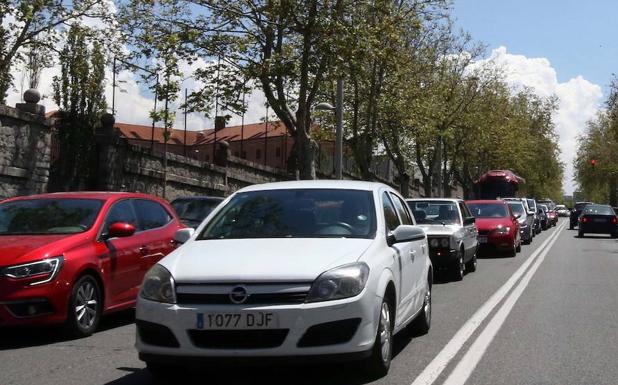 Atasco de vehículos en la capital. 