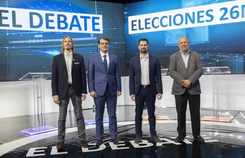 Los candidatos a la Junta, de izquierda a derecha: Pablo Fernández (Podemos), Alfonso Fernández Mañueco (PP), Luis Tudanca (PSOE) y Francisco Igea (Ciudadanos). 