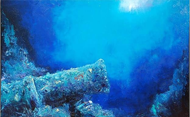 Cuadro de un cañón de un navío hundido en la Costa Brava. 