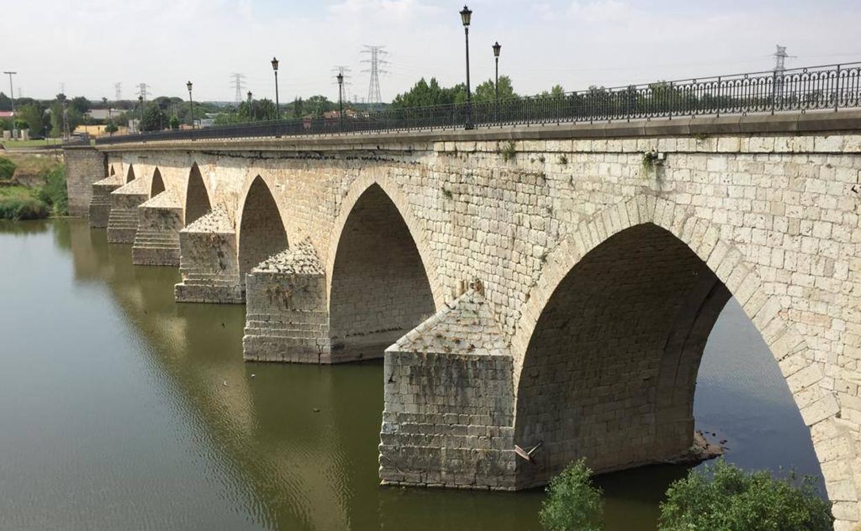 Estado del actual puente medieval de Tordesillas sobre el que se actuará a partir del próximo lunes. 