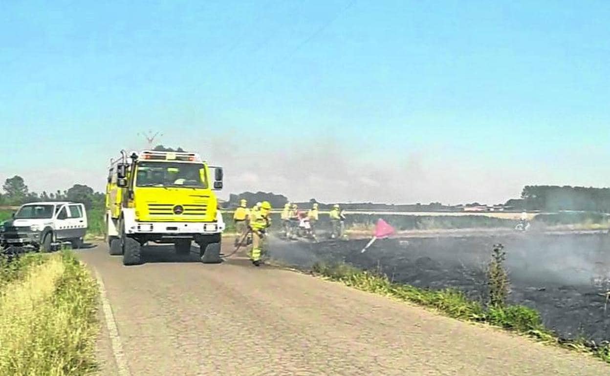 El servicio de extinción de incendios, durante la actuación.