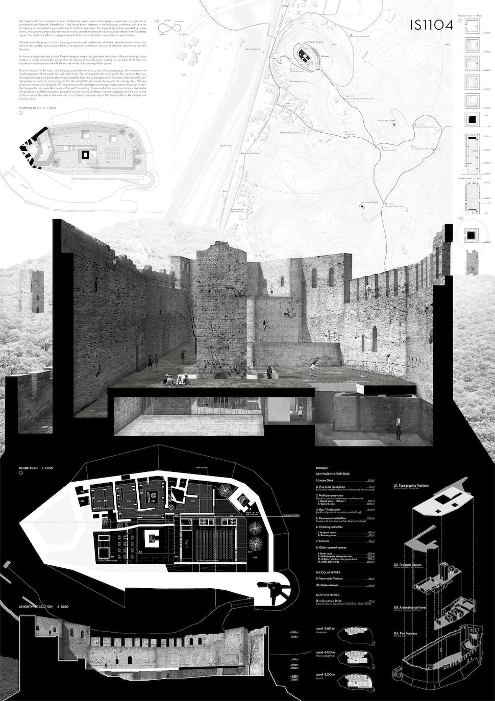 Diseño planteado por la joven vallisoletana para recuperar La Rocca de Ripafratta. 