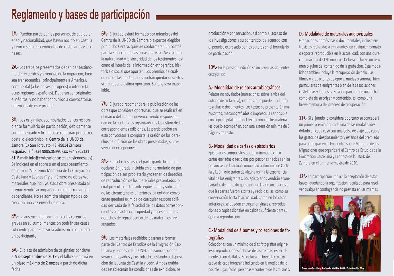 Reglamento y bases de participación del concurso.