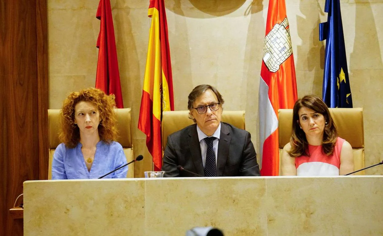 Ana Suárez, Carlos García Carbayo y María Victoria Bermejo ocupan la mesa presidencial del Pleno.