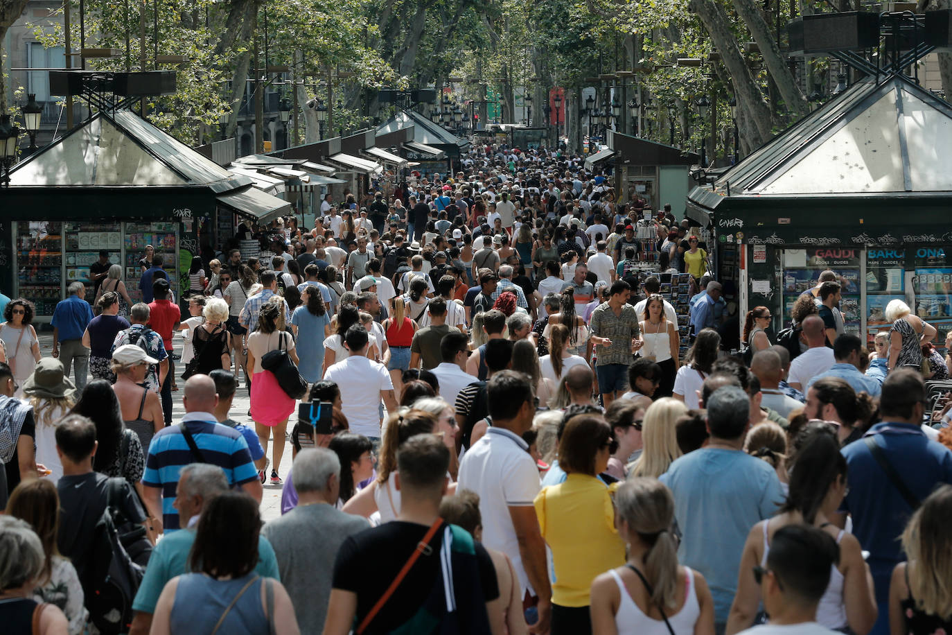 Rambla de Barcelona dos días antes del segundo aniversario del atentado terrorista
