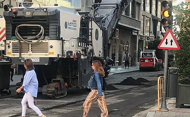 Obras de reasfaltado. 