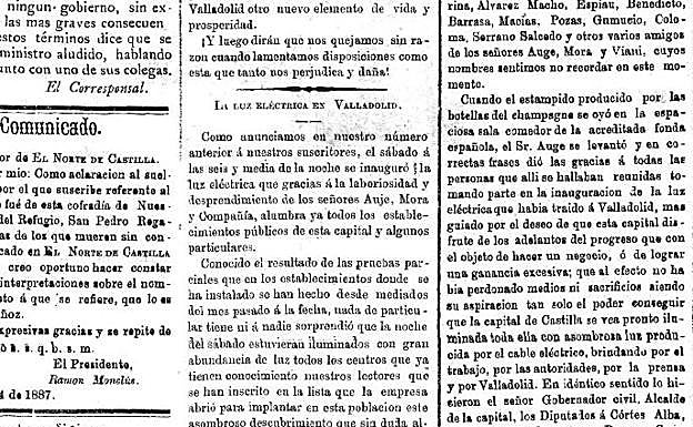 Página de El Norte de Castilla del 25 de octubre de 1887.