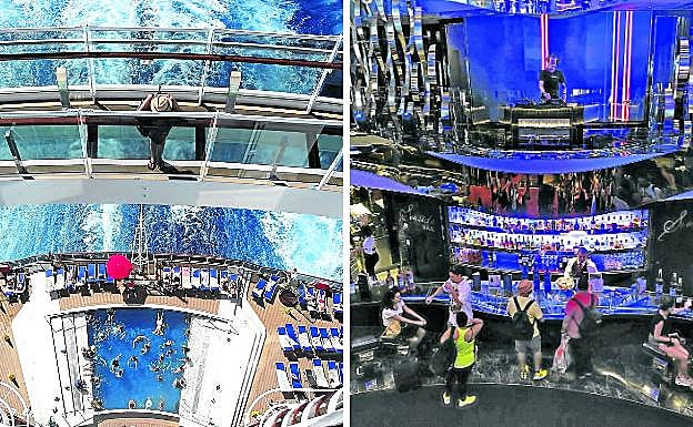 Piscinas y discotecas no pueden faltar en un buen crucero.