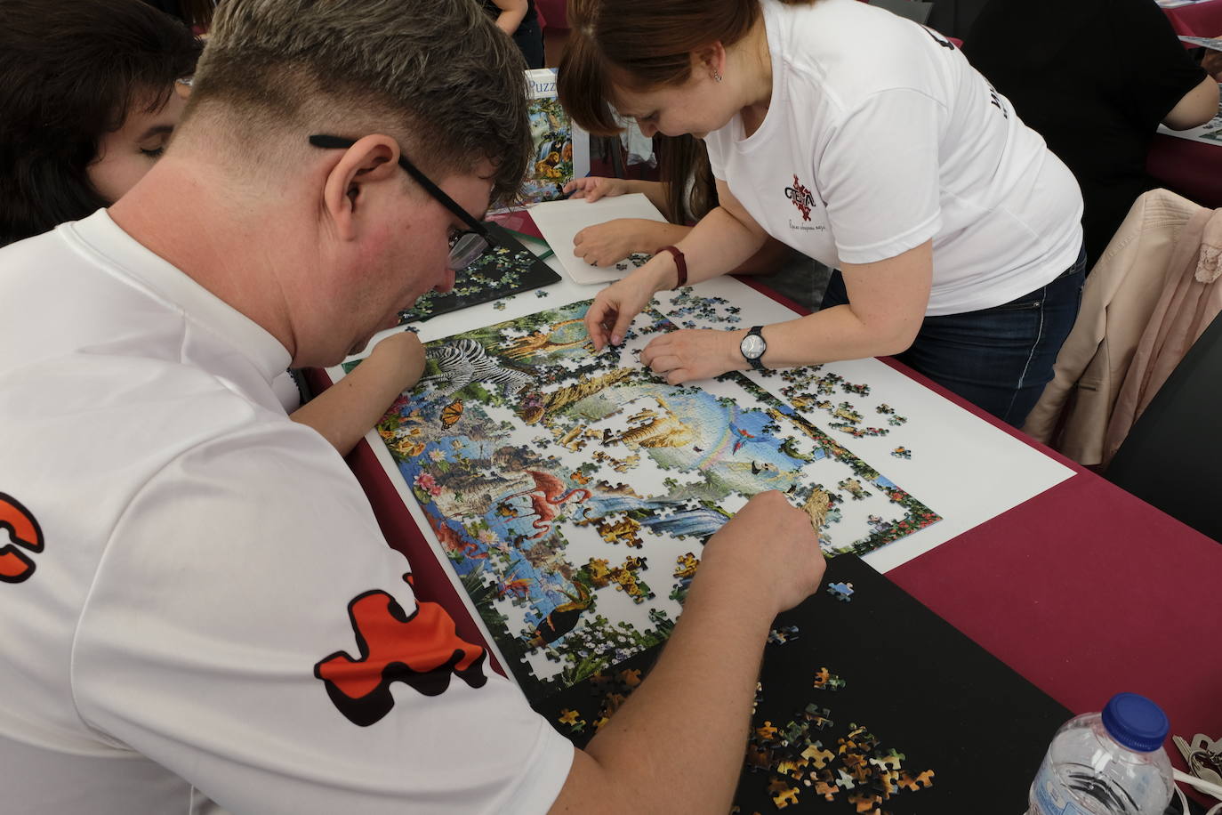 Unos 700 aficionados de 40 países diferentes participan este fin de semana en el I Campeonato del Mundo de Puzles que se celebra en la Cúpula del Mileno de Valladolid y que ha dado inicio hoy sábado con el torneo por equipos, al que seguirán mañana las disciplinas individual y por parejas. En total, el certamen, que cuenta con el apoyo del Ayuntamiento, repartirá 2.500 euros en premios.