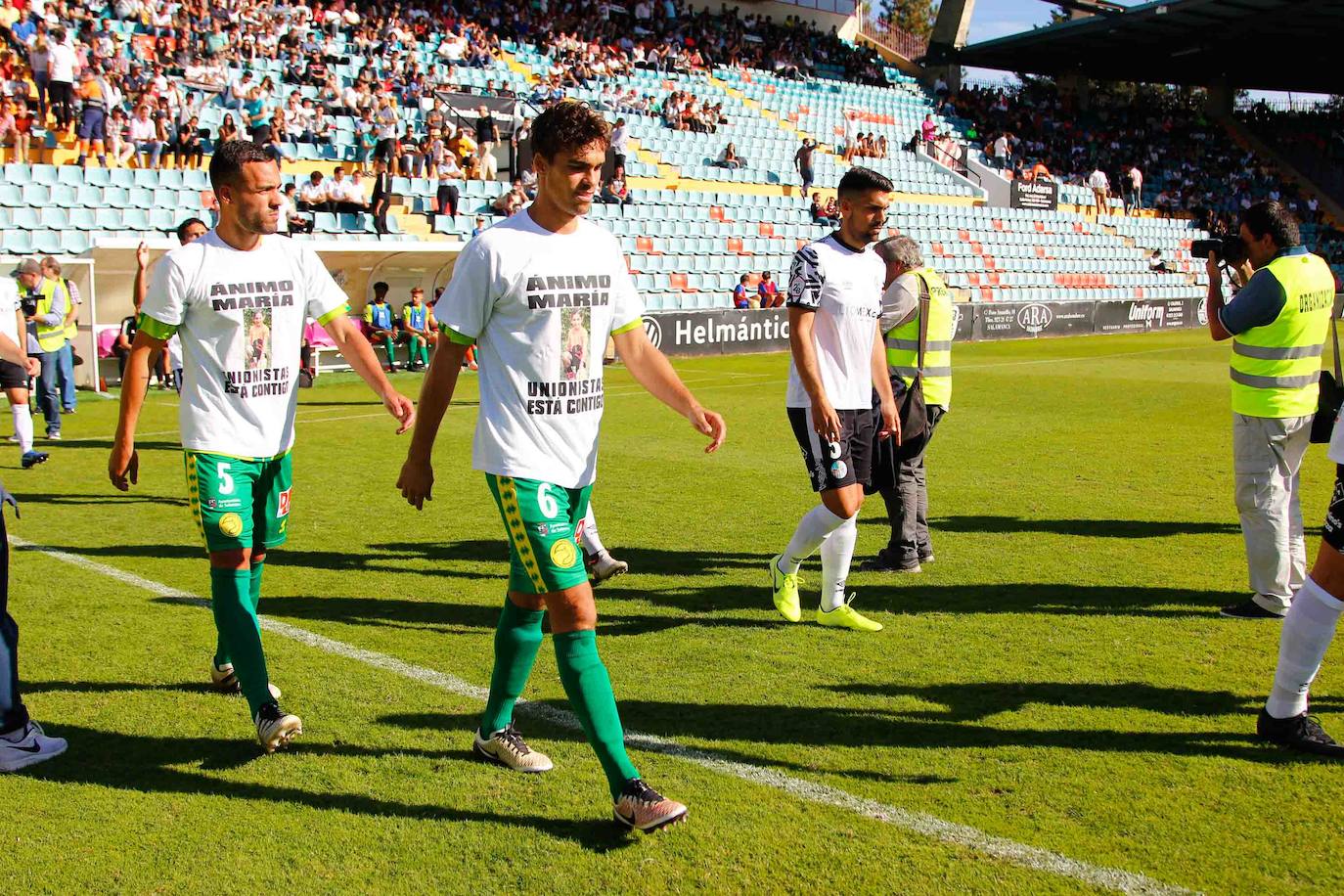 Los jugadores del Salamanca CF UDS y Unionistas. 