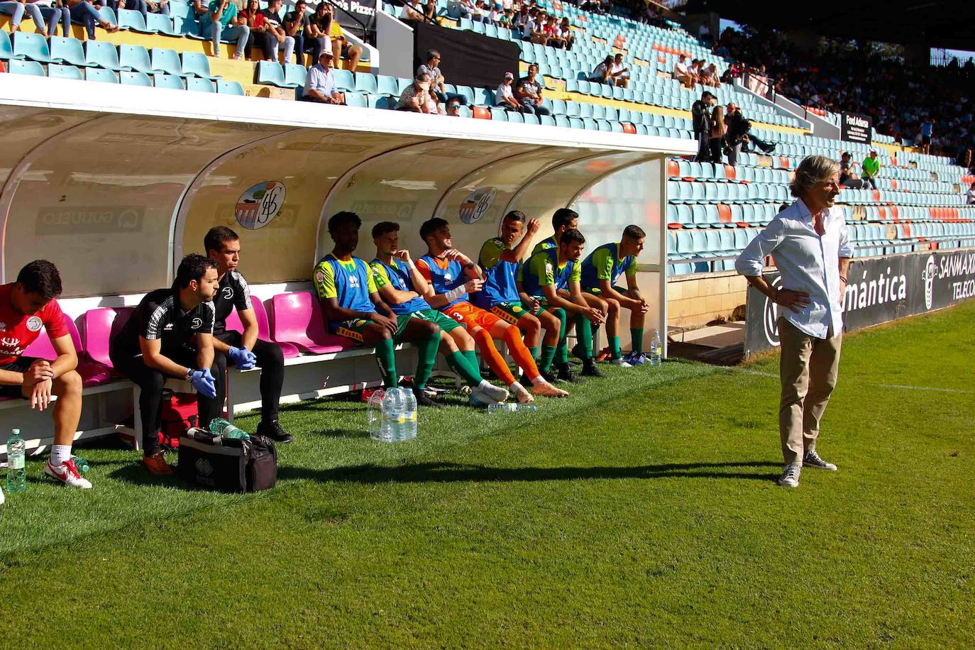 Los jugadores del Salamanca CF UDS y Unionistas. 