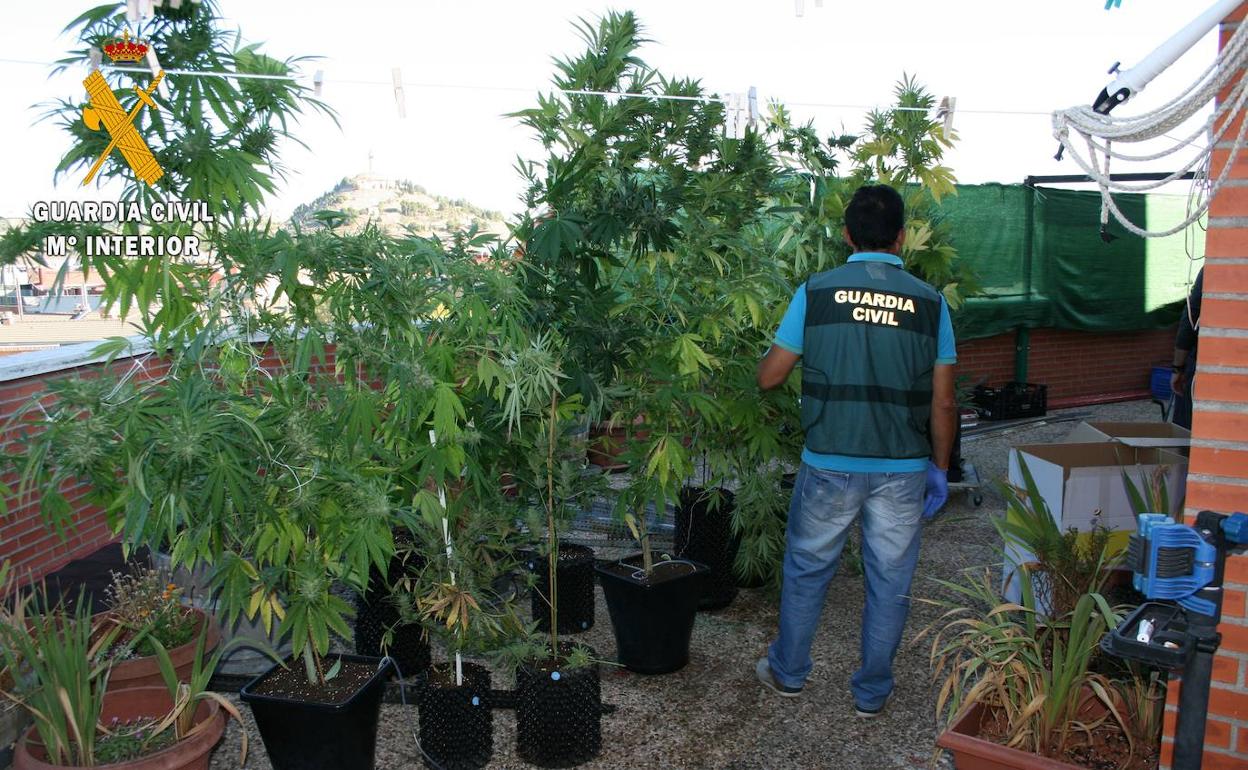 Las doce plantas, en la terraza con el Cristo del Otero al fondo.