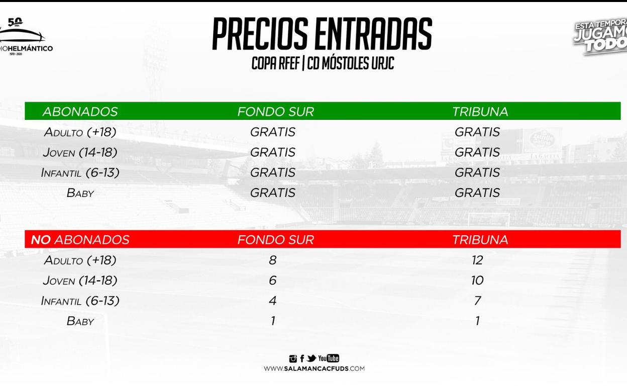 Los abonados del Salamanca CF UDS volverán a entrar gratis en la Copa RFEF ante el Móstoles