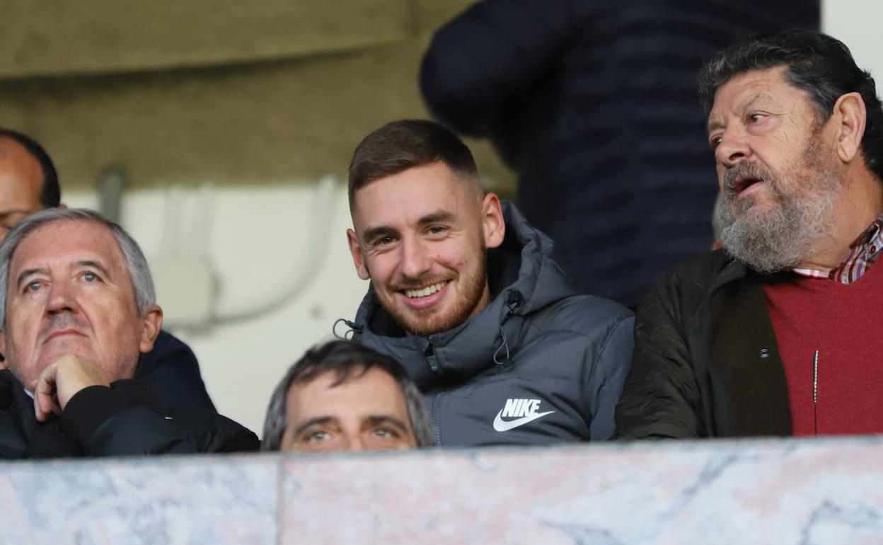 Sergio Molina, este domingo en el palco del Helmántico viendo al Salamanca CF UDS ante el Izarra. 