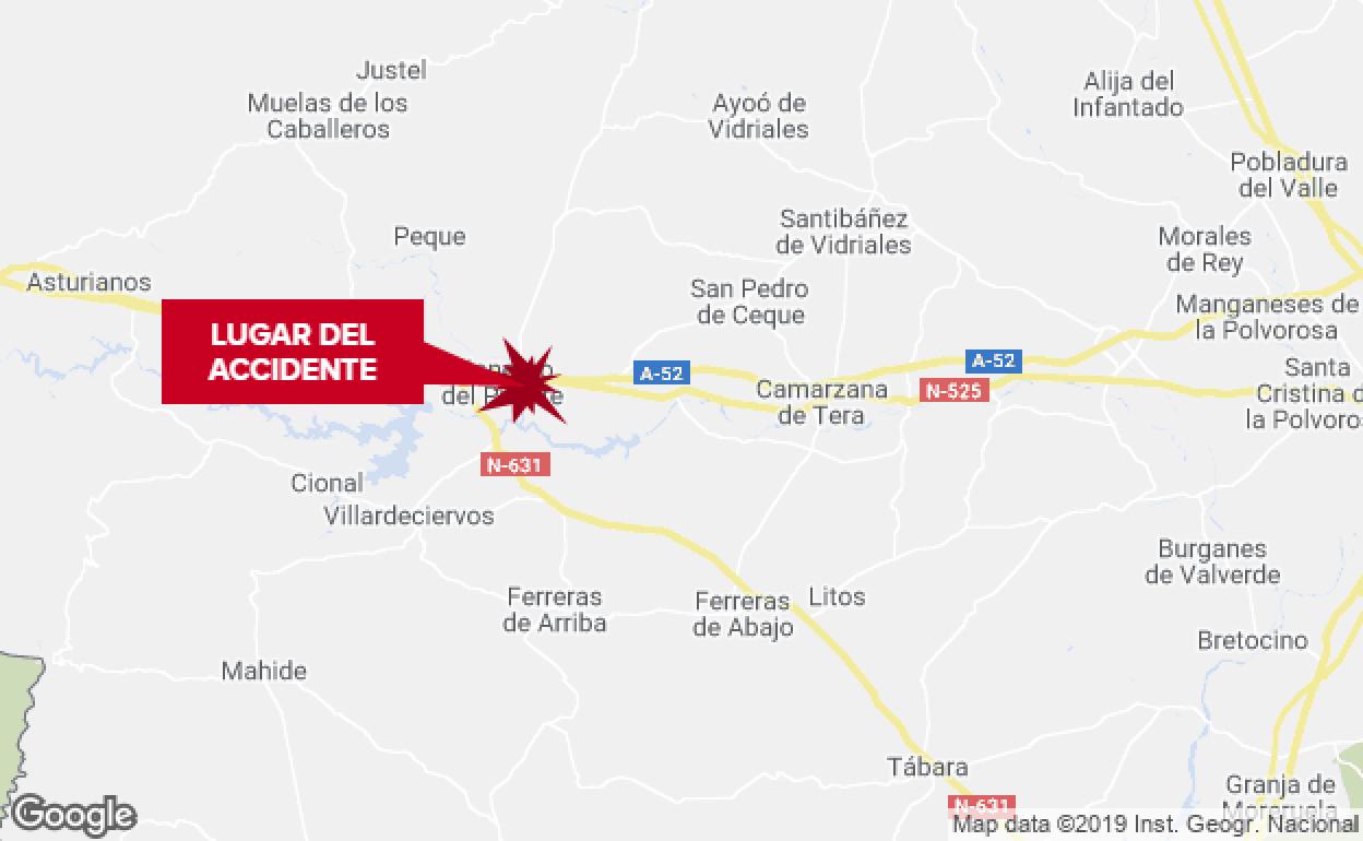 Heridas tres personas en un accidente de tráfico en la autovía A-52 en Rionegro del Puente