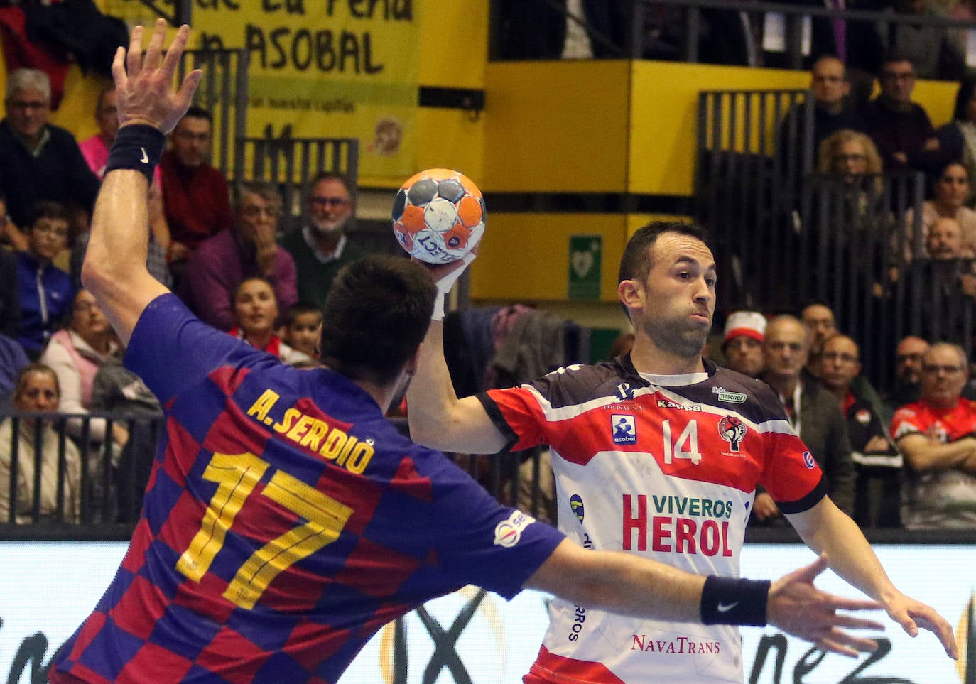 Encuentro de la liga Asobal entre el Balonmano Nava y el Barcelona 