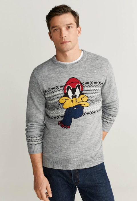 Jersey navideño del pato Lucas, en la página web de Mango.