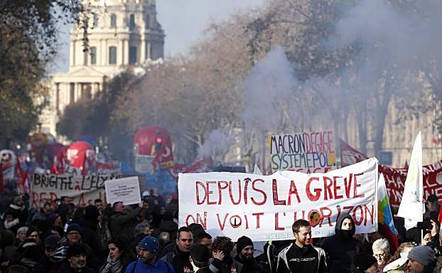 Manifestación contra la reforma de las pensiones en París. 