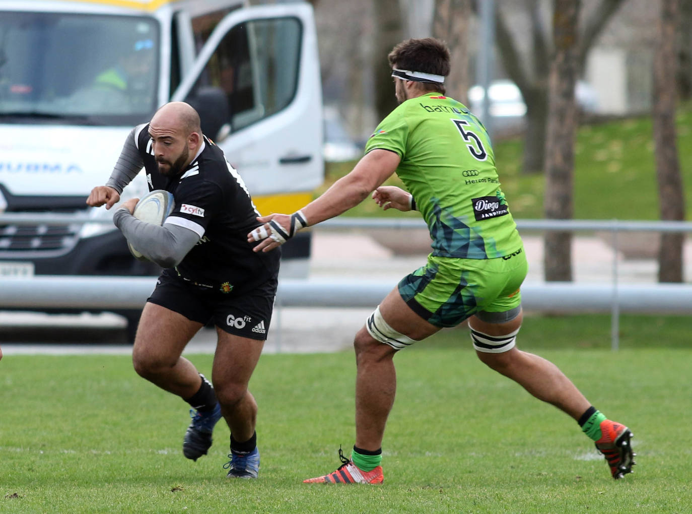 Encuentro celebrado este domingo en Pepe Rojo entre el Silverstorm El Salvador y el Bathco Rugby de Santander.