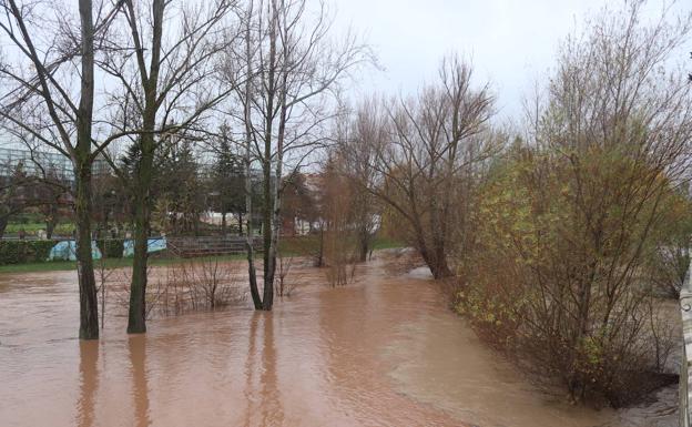 Imagen principal - El Arlanzón, afluente del Pisuerga, baja su caudal en Burgos y vierte sus aguas al río de Valladolid