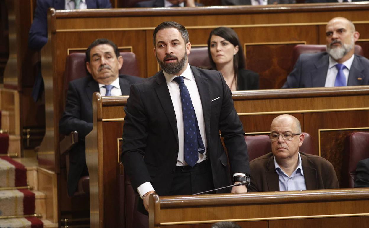 El líder de Vox, Santiago Abasal, en el Congreso de los Diputados.