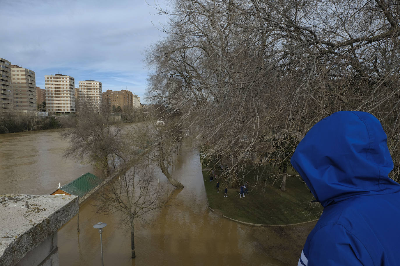 Estado del río Pisuerga a su paso por Valladolid capital este lunes 23 de diciembre por la mañana. 