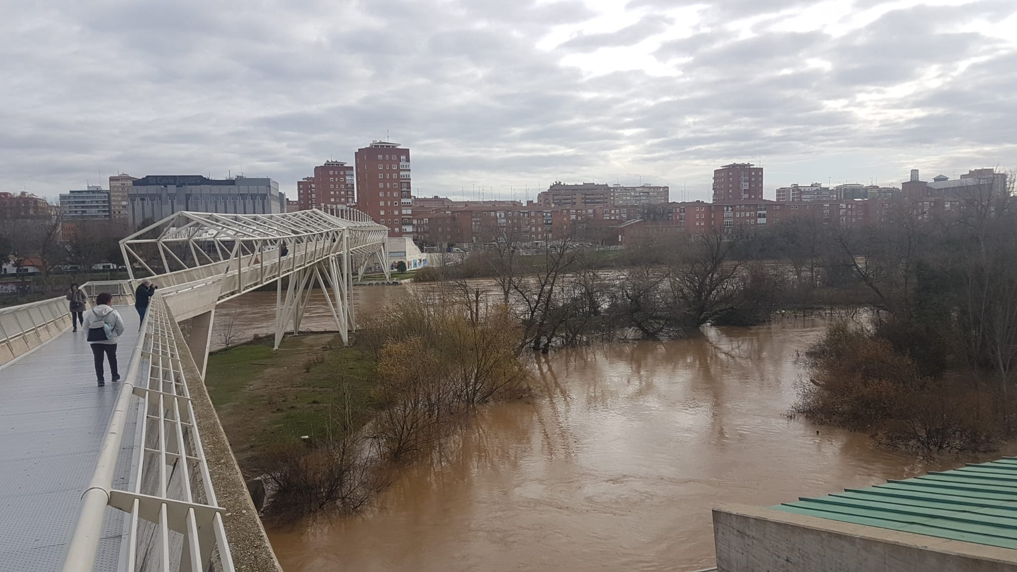 Estado del río Pisuerga a su paso por Valladolid capital este lunes 23 de diciembre por la mañana. 