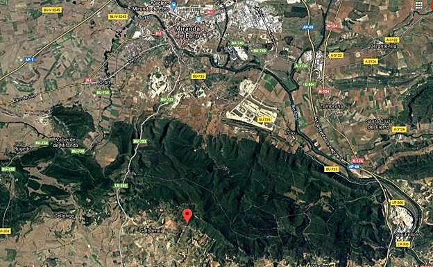 Punto en el que ha sido encontrado el cadáver del mirandés