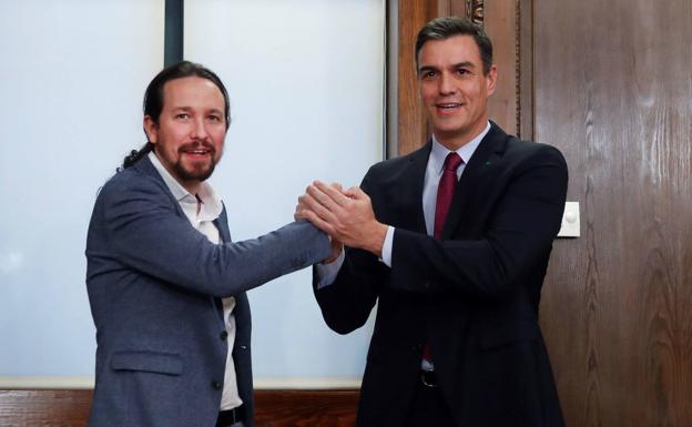 Sánchez e Iglesias firman el programa de su futuro gobierno de coalición