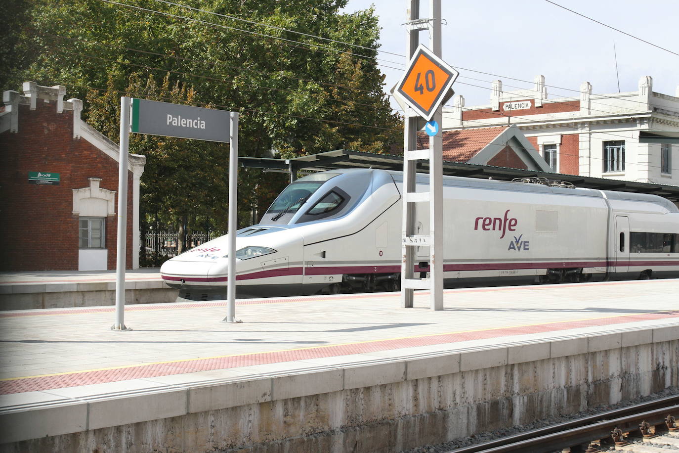 AVE a su paso por estación de Palencia. 