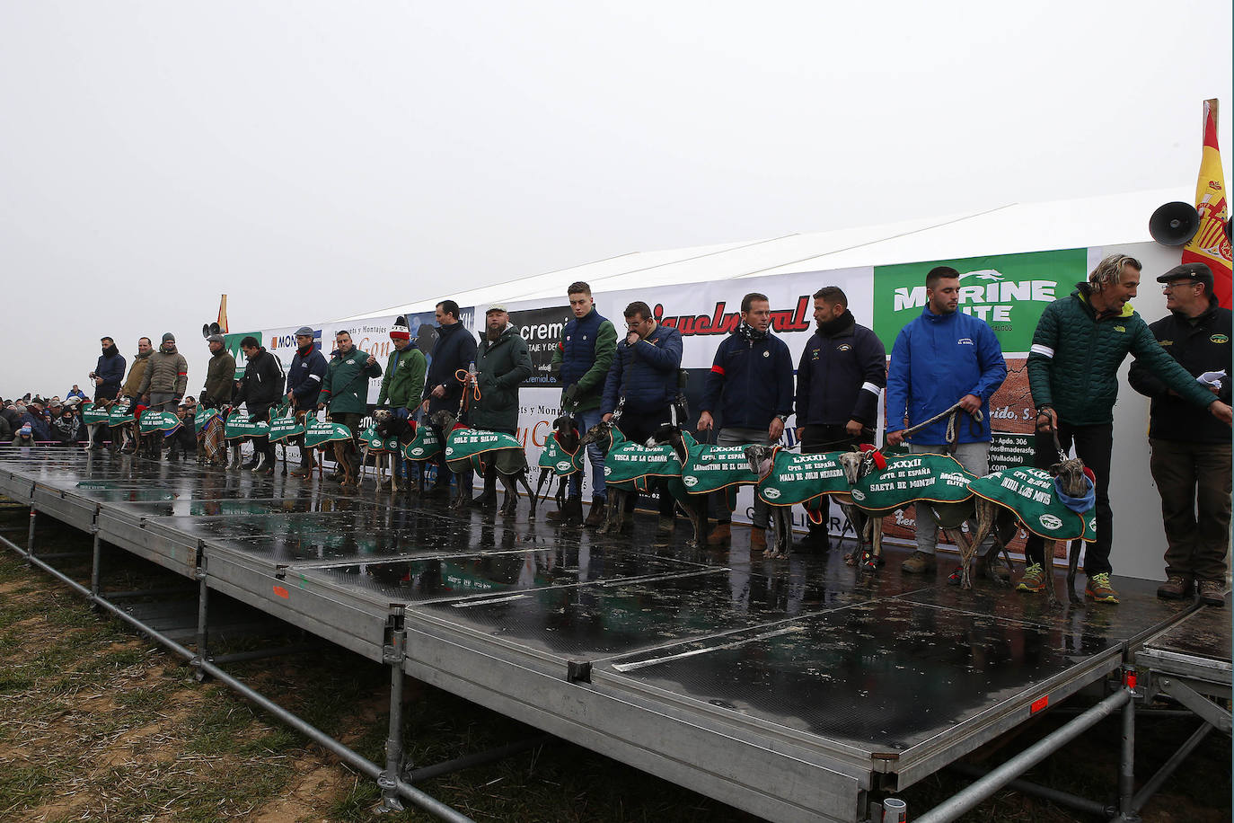 Miles de aficionados han esperado a que levantara la niebla para asistir a la primera jornada del Campeonato Nacional de Galgos. 