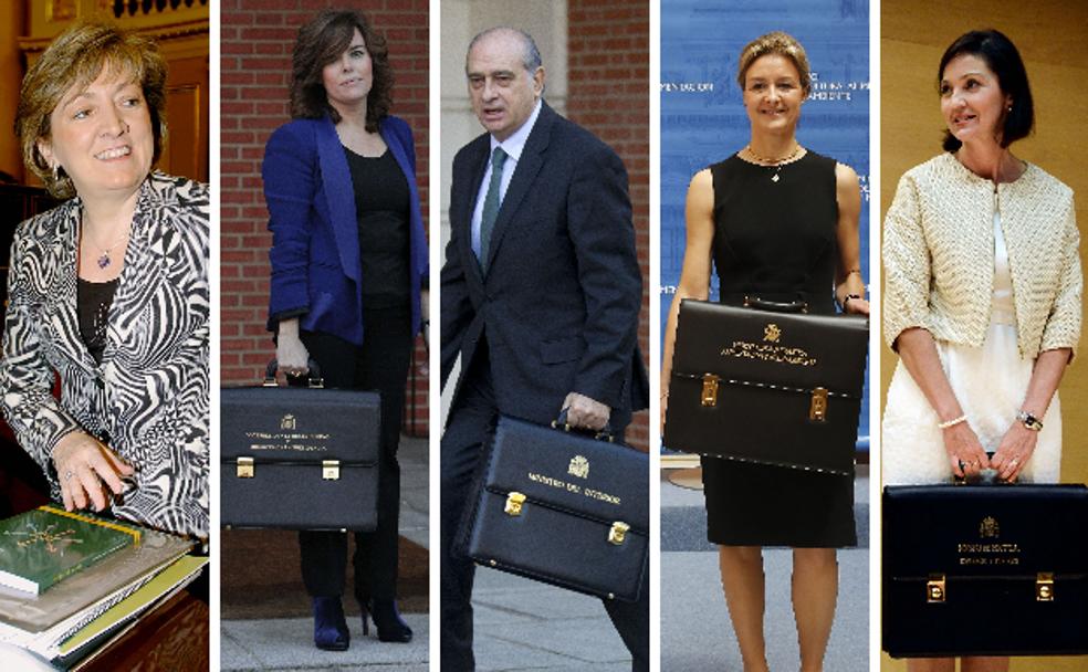 De i a d; María Jesús San Segundo, Soraya Sáenz de Santamaría, Jorge Fernández Díaz, Isabel García Tejerina y Reyes Maroto Illera.