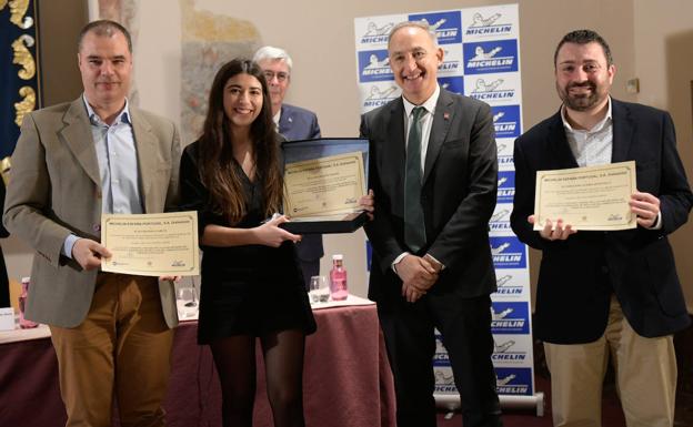 David Poza, Ana Martín, el rector de la UVA, Antonio Largo, y Fernando Acebes. 