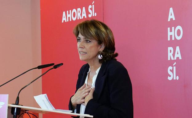 Dolores Delgado, en la pasada campaña electoral, en Valladolid.