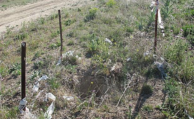 Estado en el que se encontraba una de las perforaciones durante la intervención de la Guardia Civil. 