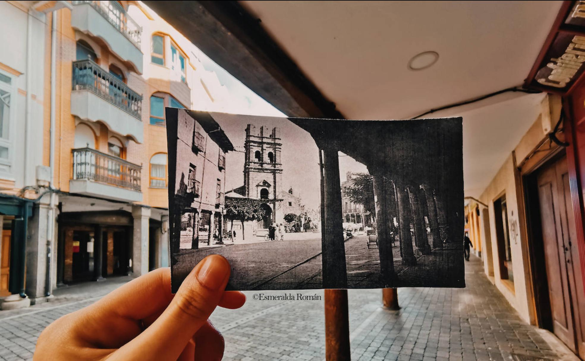 Iglesia de Sta. María desde los soportales de la Calle Astorga.