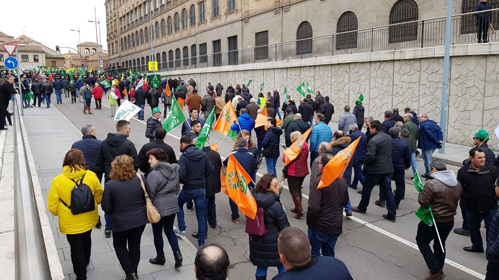 Unas 3.000 personas, acompañados por unos 300 sectores, según cifras aportadas por los organizadores, han recorrido este jueves las calles de la ciudad de Salamanca para «hacerse oír» y «pedir apoyo» para el campo.