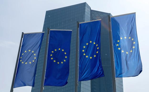 Vista de la fachada del Banco Central Europeo (BCE) en Fráncfort (Alemania).. 