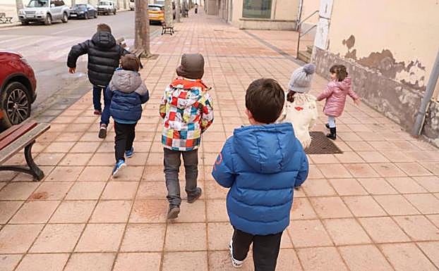Escolares en un municipio burgalés.