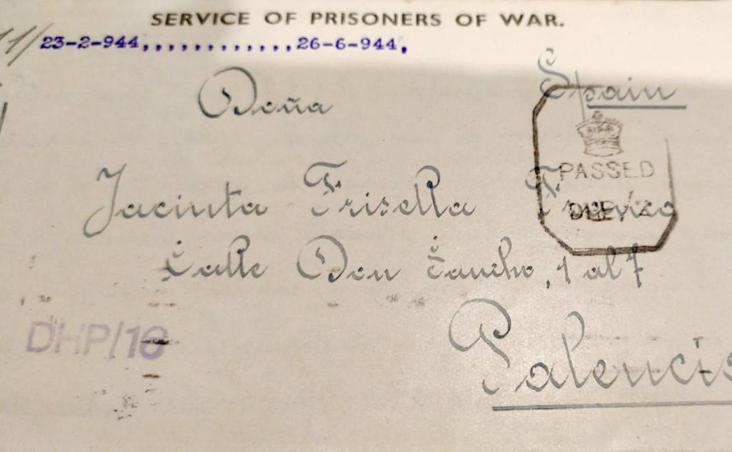 Una carta del padre de Fabiola enviada desde Bombay, donde estuvo prisionero.