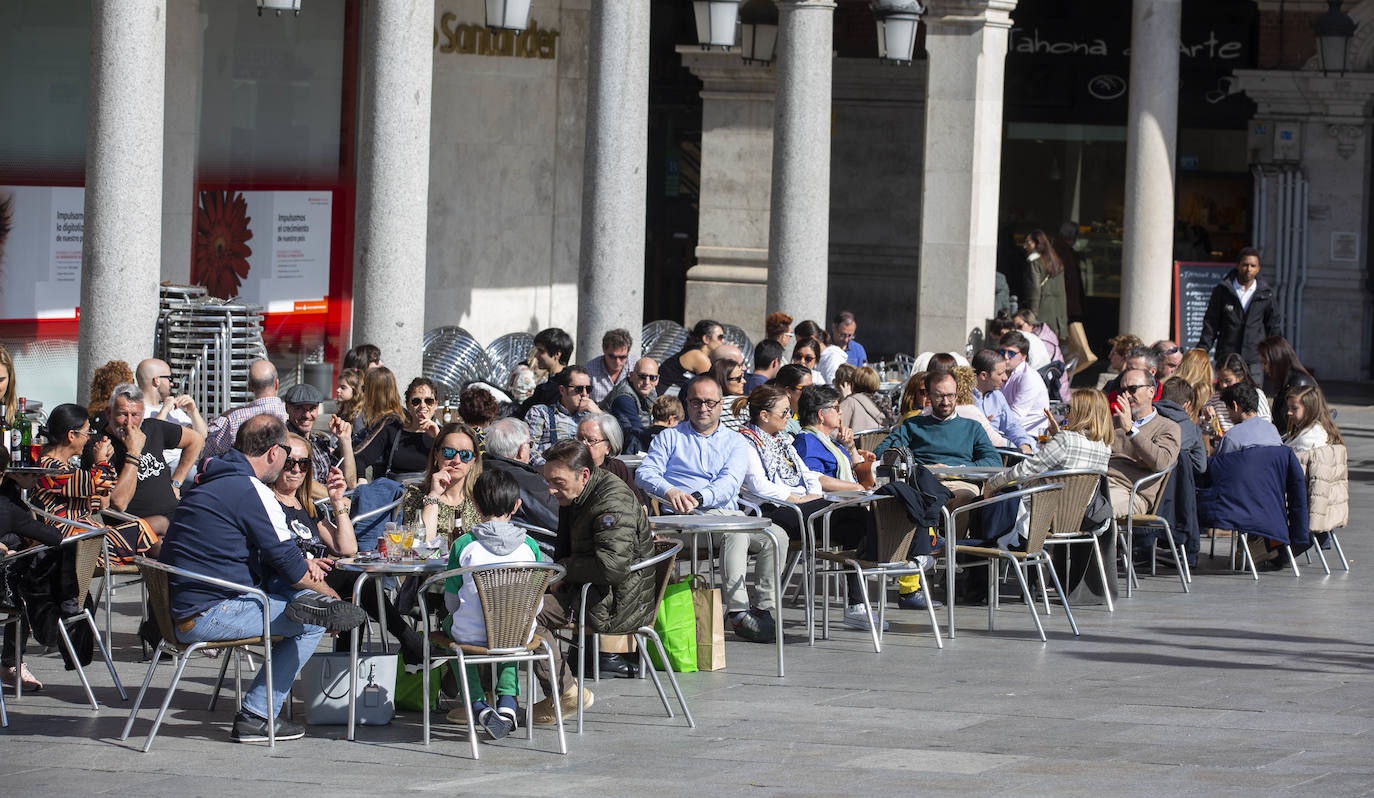 Los vallisoletanos ha aprovechado hoy el tiempo primaveral para tomar el aperitivo en las terrazas. 