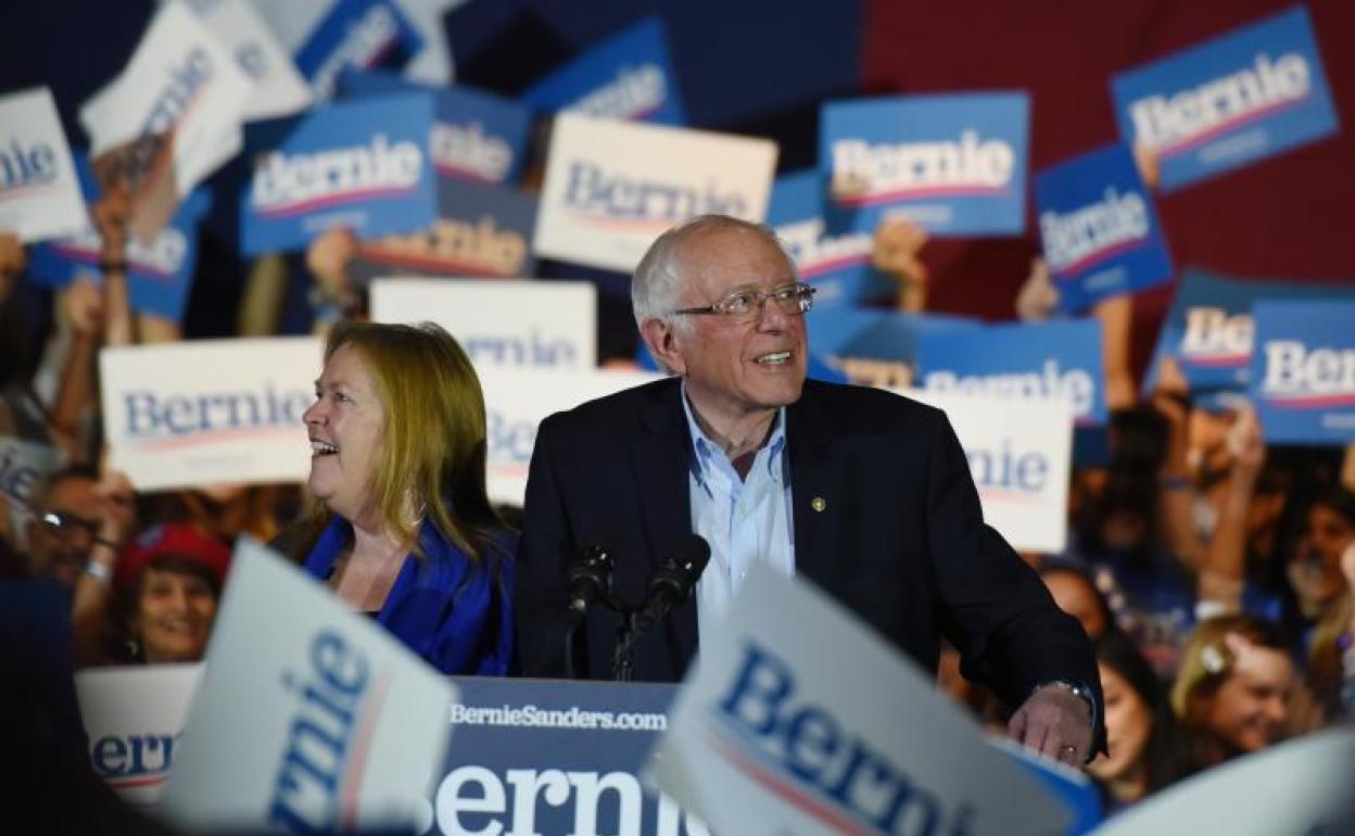 El candidato demócrata Bernie Sandres, en Nevada.