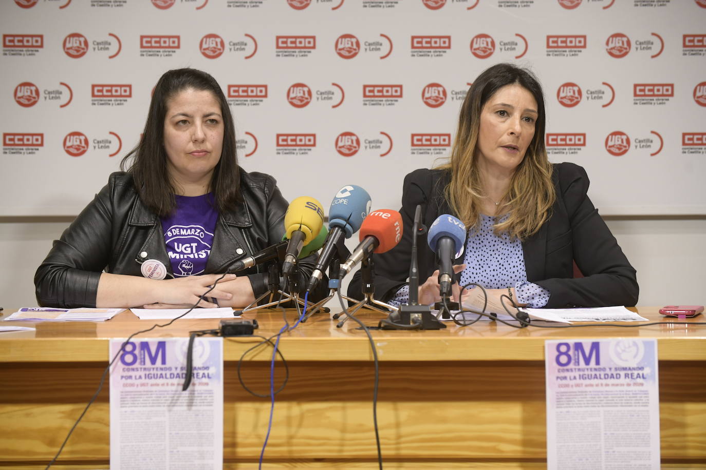 Reunión informativa de CCOO y UGT sobre el 8M en Valladolid.